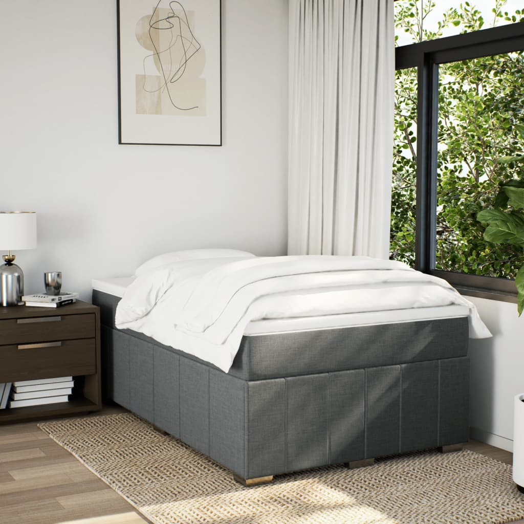 vidaXL Boxspring met matras stof donkergrijs 120x190 cm afbeelding