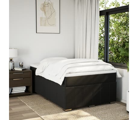 vidaXL Sommier &agrave; lattes de lit avec matelas noir 120x190 cm tissu