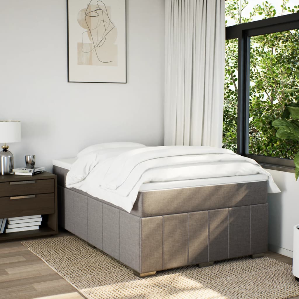 vidaXL Boxspring met matras stof taupe 120x190 cm afbeelding