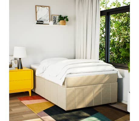 vidaXL Sommier &agrave; lattes de lit avec matelas cr&egrave;me 120x190 cm tissu
