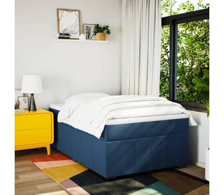 vidaXL Sommier &agrave; lattes de lit avec matelas bleu 120x190 cm tissu