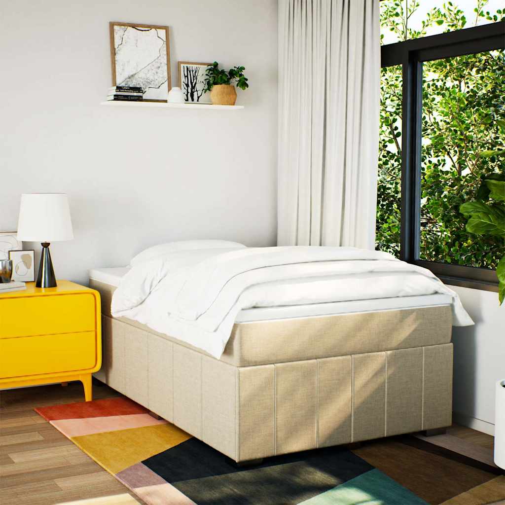 vidaXL Boxspring met matras stof crèmekleurig 120x200 cm afbeelding