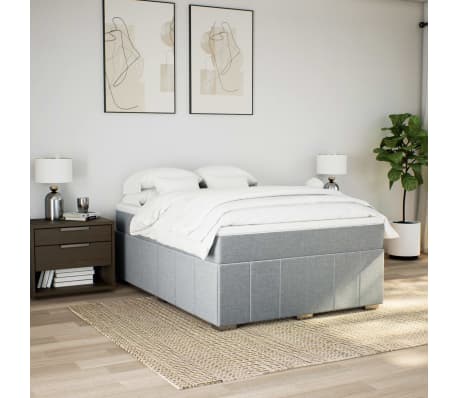 vidaXL Cama box spring con colch&oacute;n tela gris claro 140x190 cm