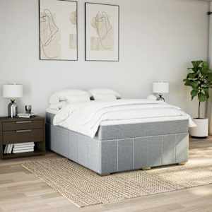 vidaXL Cama box spring con colch&oacute;n tela gris claro 140x190 cm