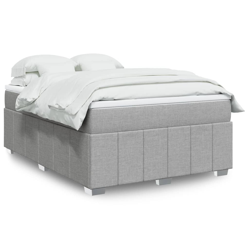 vidaXL Boxspringbett mit Matratze Hellgrau 140x190 cm Stoff