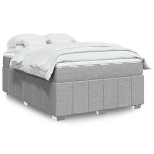 Box spring postel s matrací světle šedá 140 x 190 cm textil - obrázek 1
