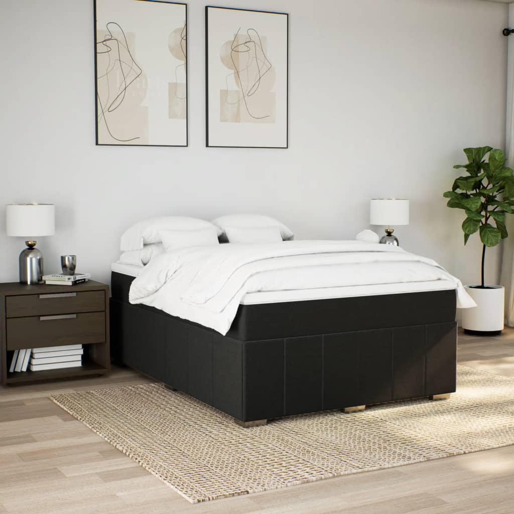 vidaXL Boxspring met matras stof zwart 140x190 cm, foto 2