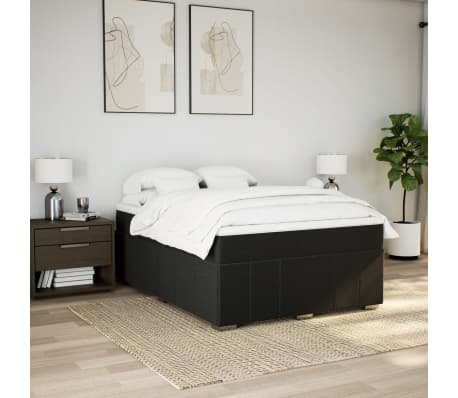 vidaXL Boxspring met matras stof zwart 140x190 cm