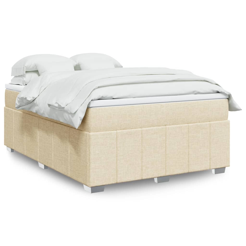 Boxspringbett mit Matratze Creme 140×190 cm Stoff