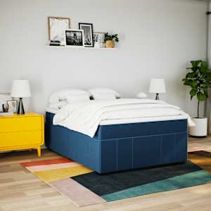 Box spring postel s matrací modrá 140x190 cm textil - obrázek 3
