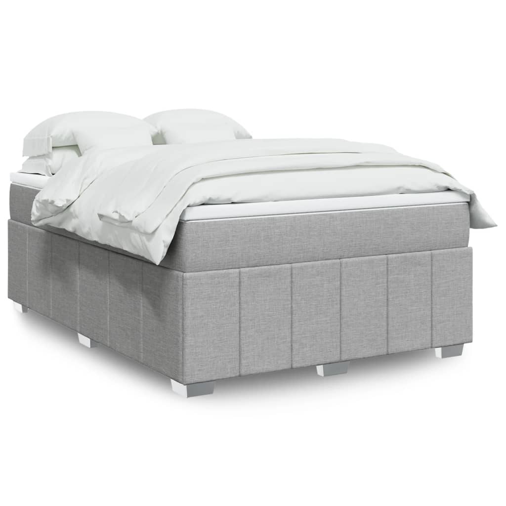 Boxspringbett mit Matratze Hellgrau 140×200 cm Stoff