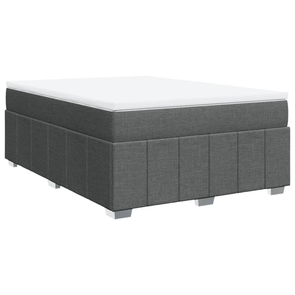 vidaXL Pat box spring cu saltea, gri închis, 140x200 cm, textil