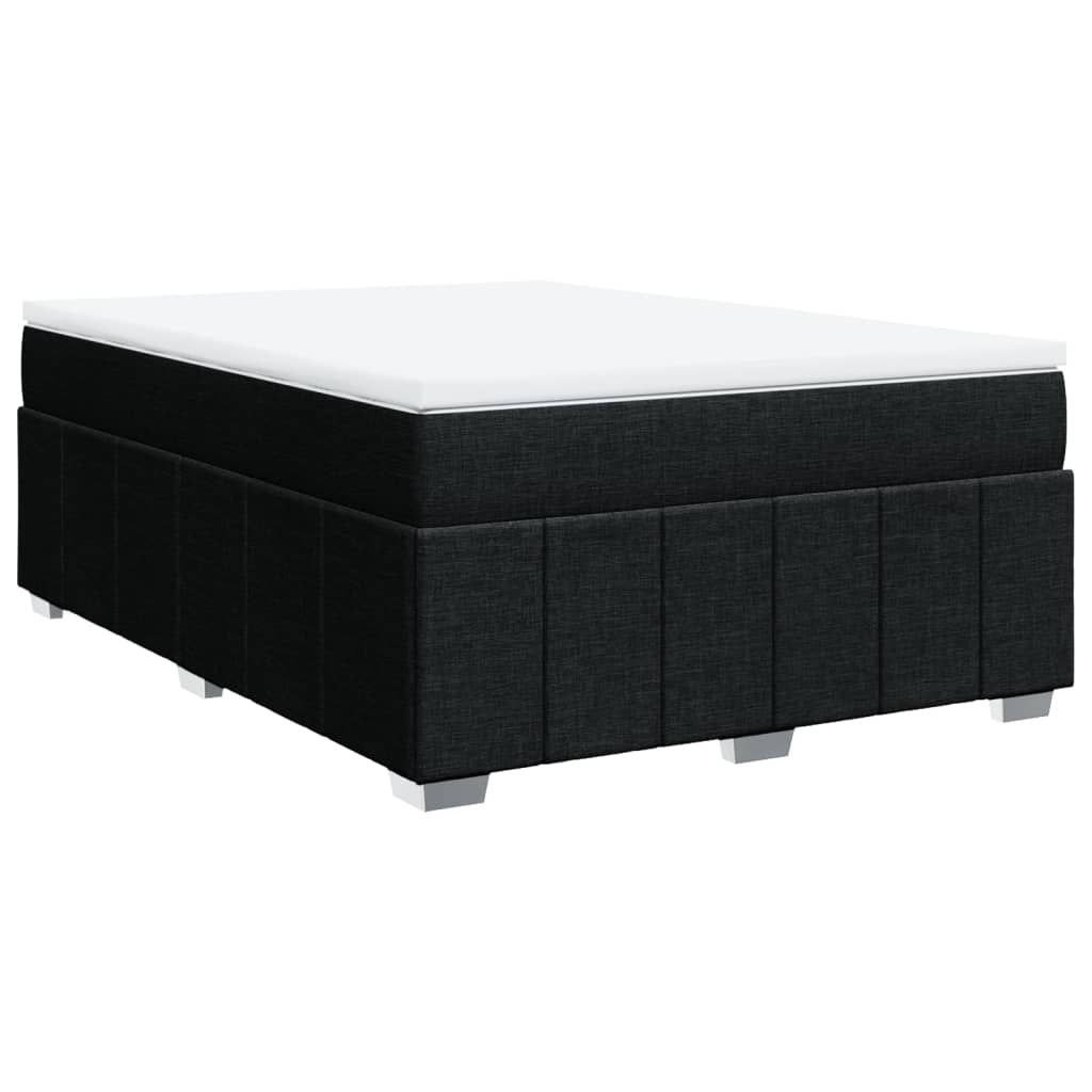 vidaXL Pat box spring cu saltea, negru, 140x200 cm, textil