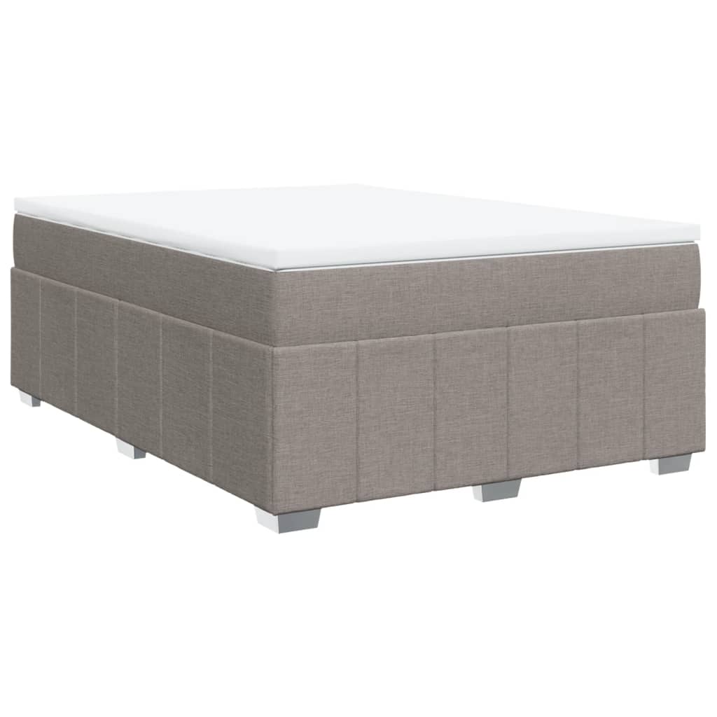 vidaXL Box spring postelja z vzmetnico taupe 140x200 cm blago