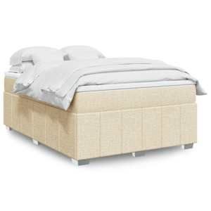 Box spring postelja z vzmetnico krem 140x200 cm blago