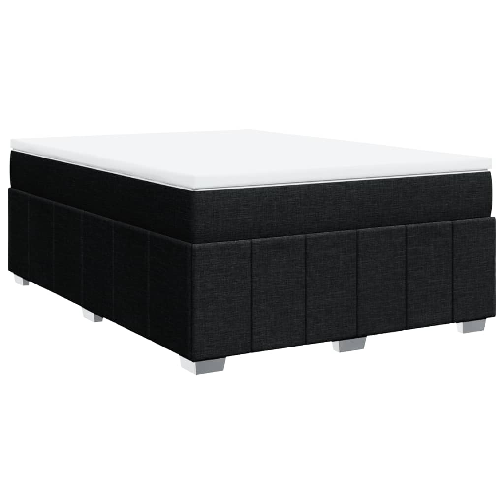 vidaXL Pat box spring cu saltea, negru, 160x200 cm, textil