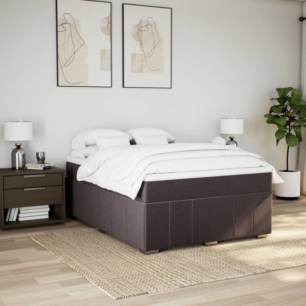vidaXL Boxspring met matras stof donkerbruin 160x200 cm afbeelding