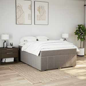 vidaXL Sommier &agrave; lattes de lit avec matelas Taupe 160x200 cm Tissu
