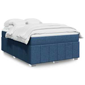 Box spring postelja z vzmetnico modra 160x200 cm blago