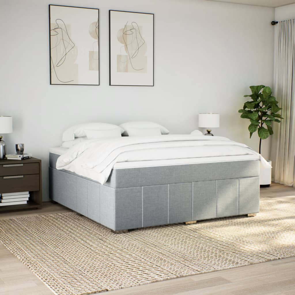 vidaXL Boxspring met matras stof lichtgrijs 180x200 cm afbeelding