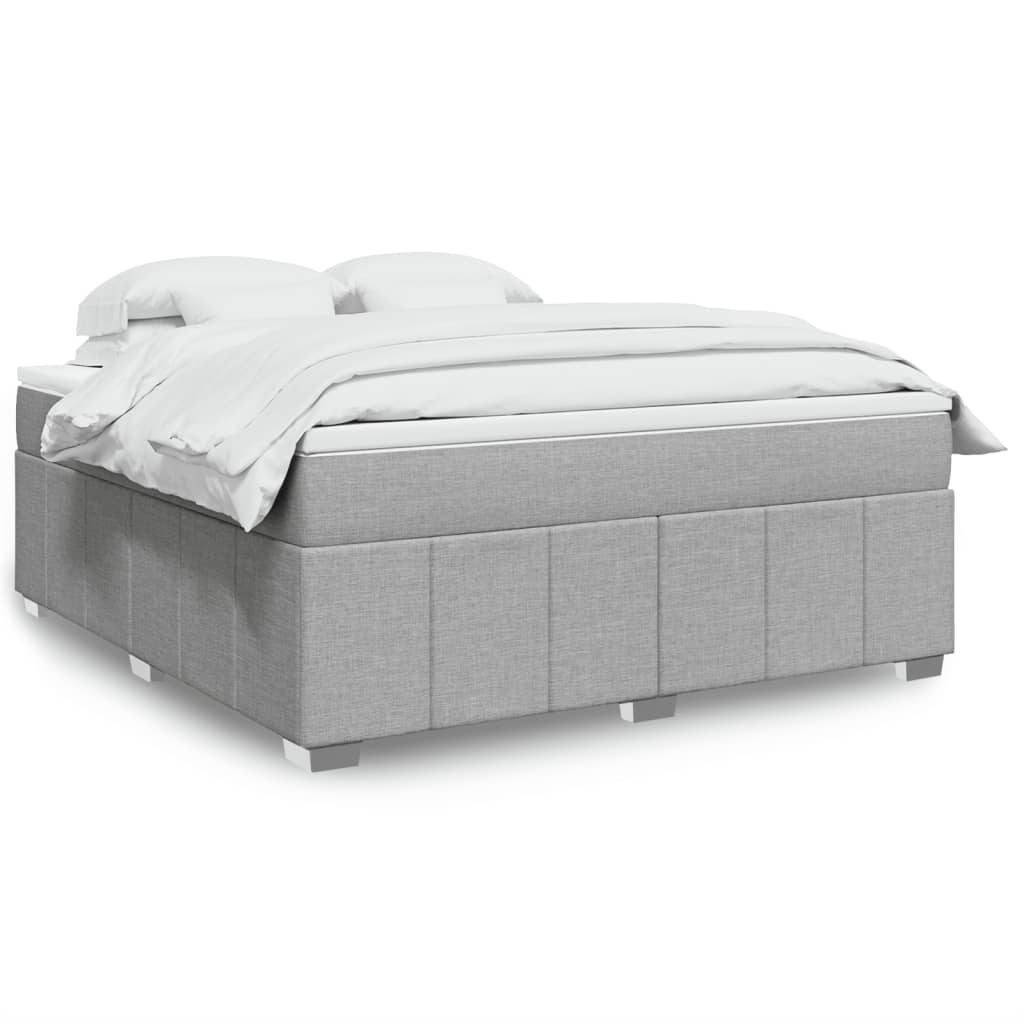 vidaXL Boxspringbett mit Matratze Hellgrau 180x200 cm Stoff