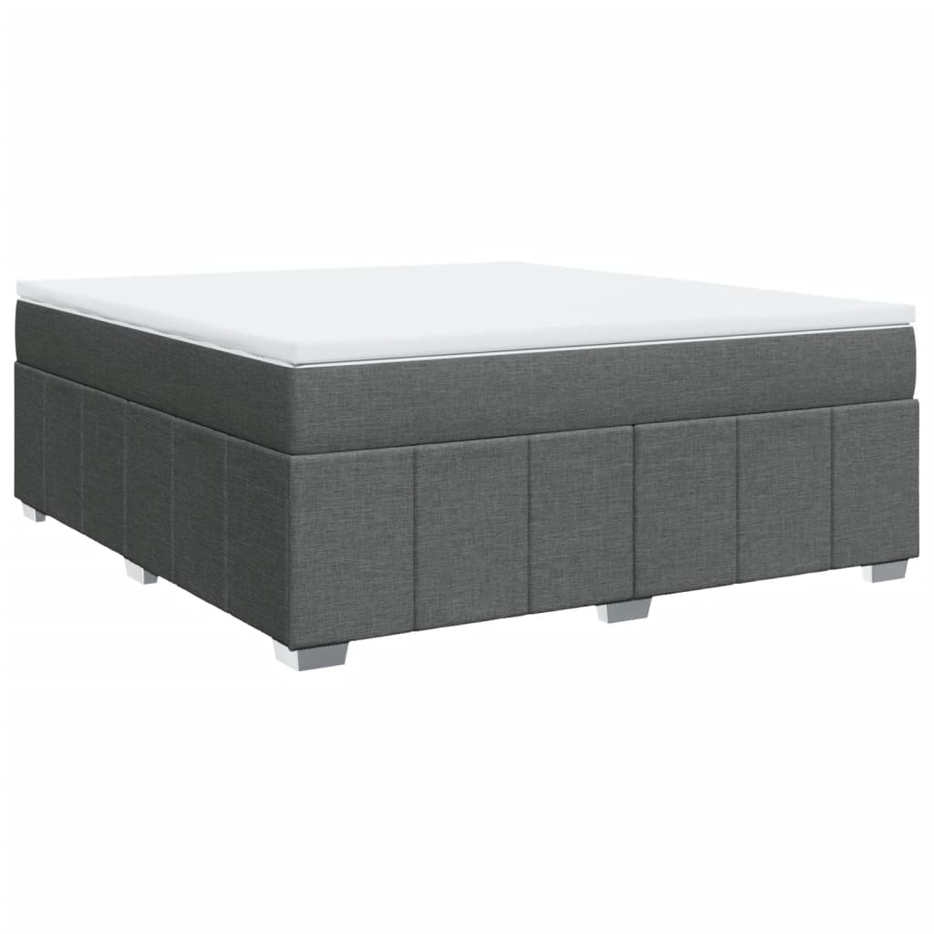 vidaXL Pat box spring cu saltea, gri închis, 180x200 cm, textil