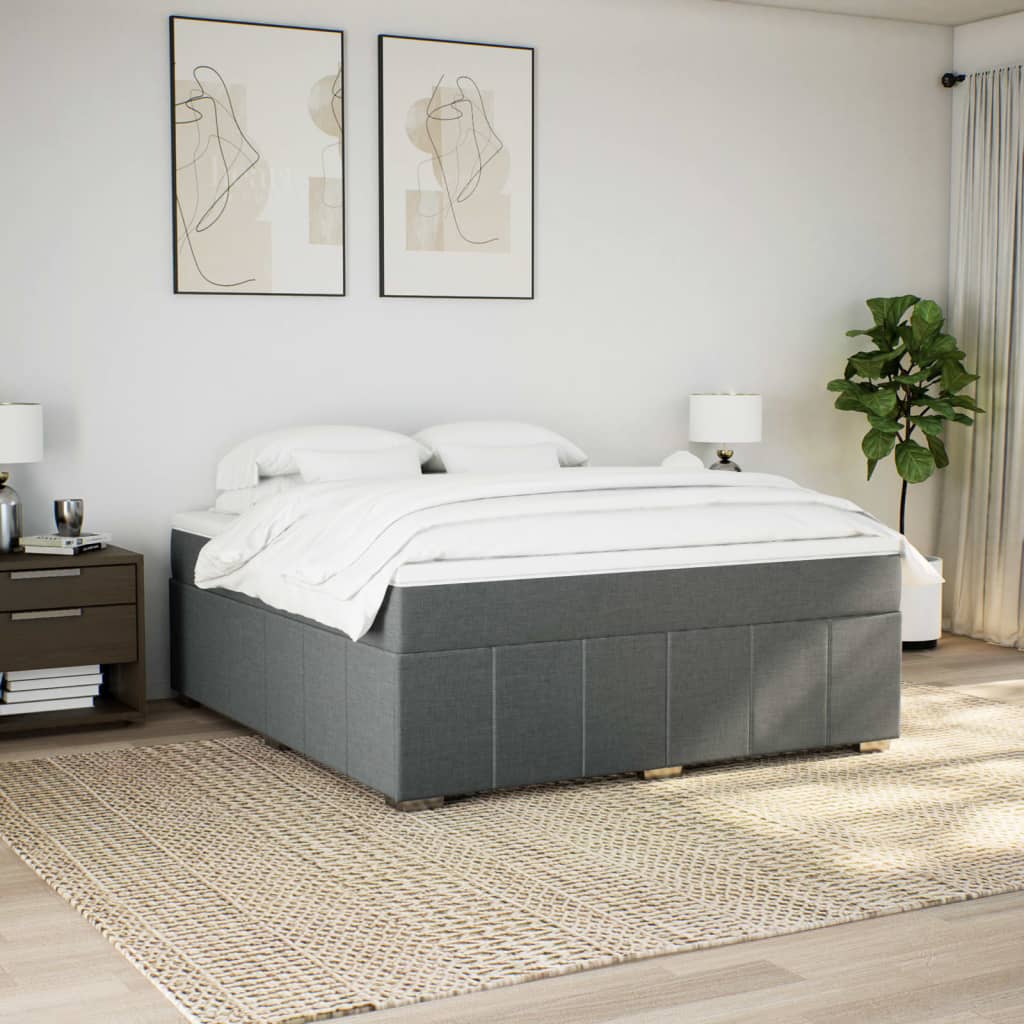 vidaXL Boxspring met matras stof donkergrijs 180x200 cm grijs, foto 2