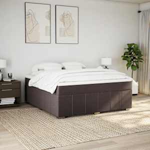 vidaXL Pat continental cu saltea maro &icirc;nchis 180x200cm material textil