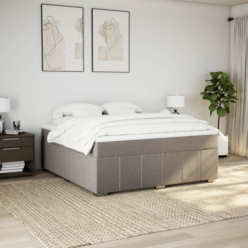 vidaXL Boxspring met matras stof taupe 180x200 cm afbeelding