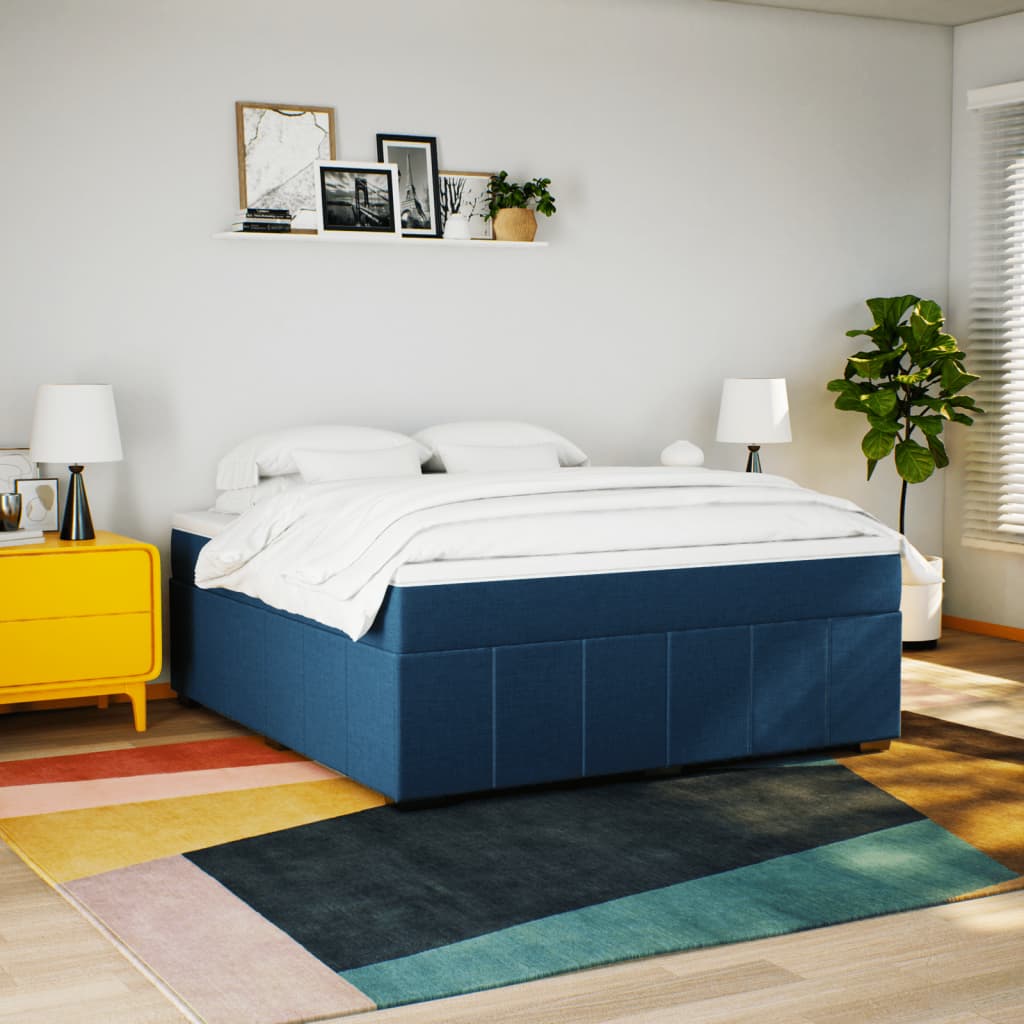 vidaXL Boxspring met matras stof blauw 180x200 cm afbeelding