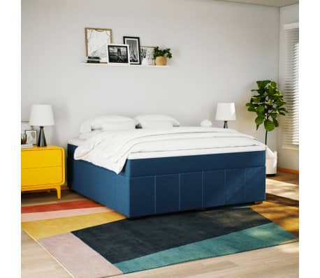 vidaXL Pat box spring cu saltea, albastru, 180x200 cm, material textil