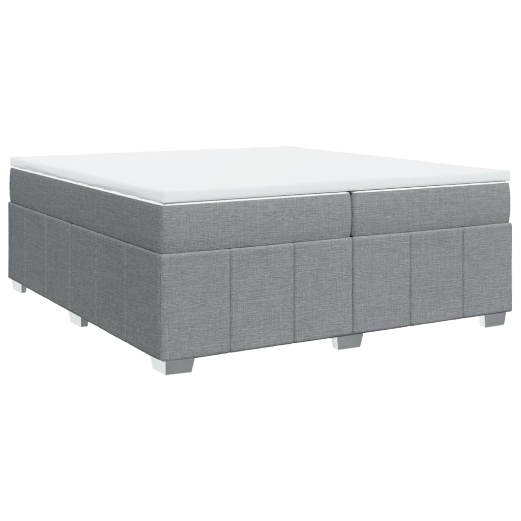 vidaXL Pat box spring cu saltea, gri deschis, 200x200 cm, textil