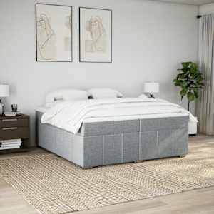 Box spring postel s matrací světle šedá 200 x 200 cm textil - obrázek 3