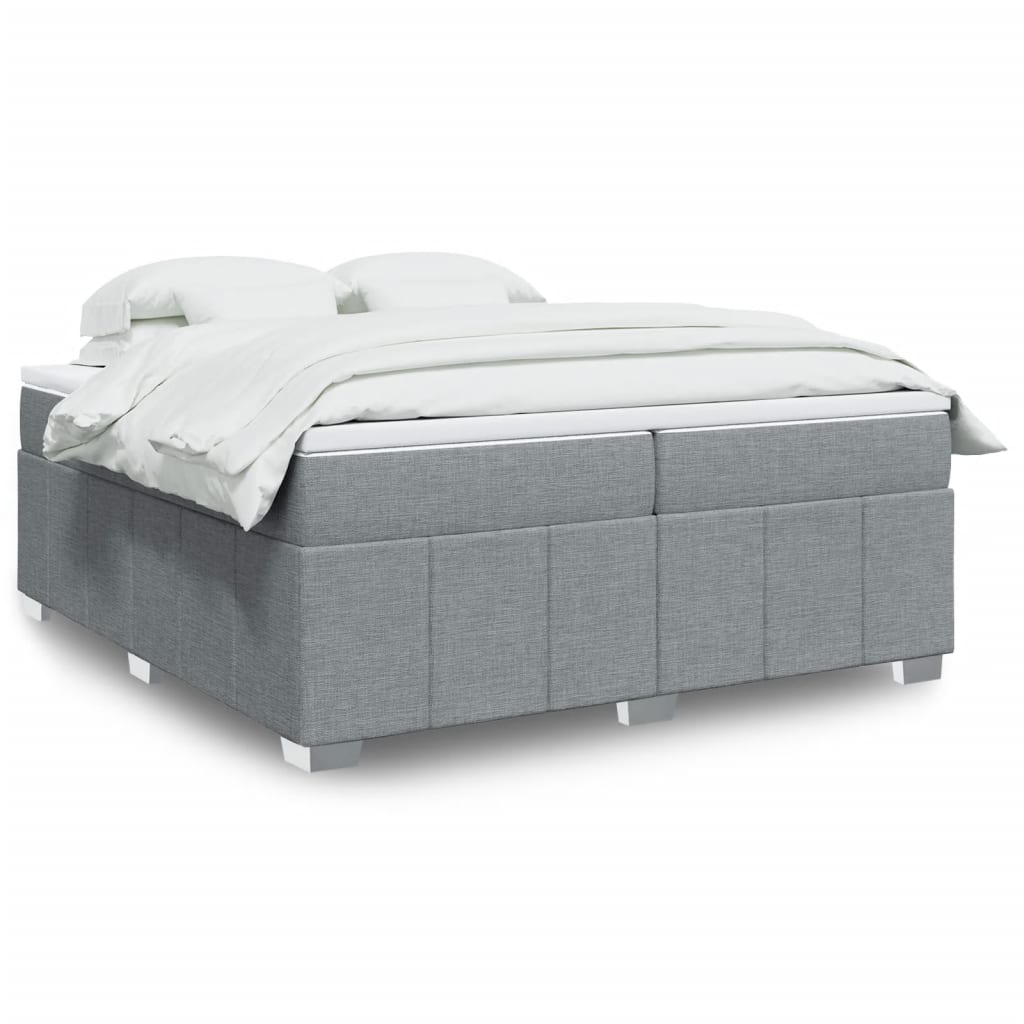 Boxspringbett mit Matratze Hellgrau 200×200 cm Stoff