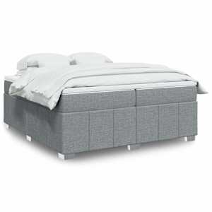 Box spring postel s matrací světle šedá 200 x 200 cm textil - obrázek 1