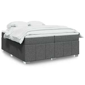 Box spring postel s matrací tmavě šedá 200x200 cm textil - obrázek 1