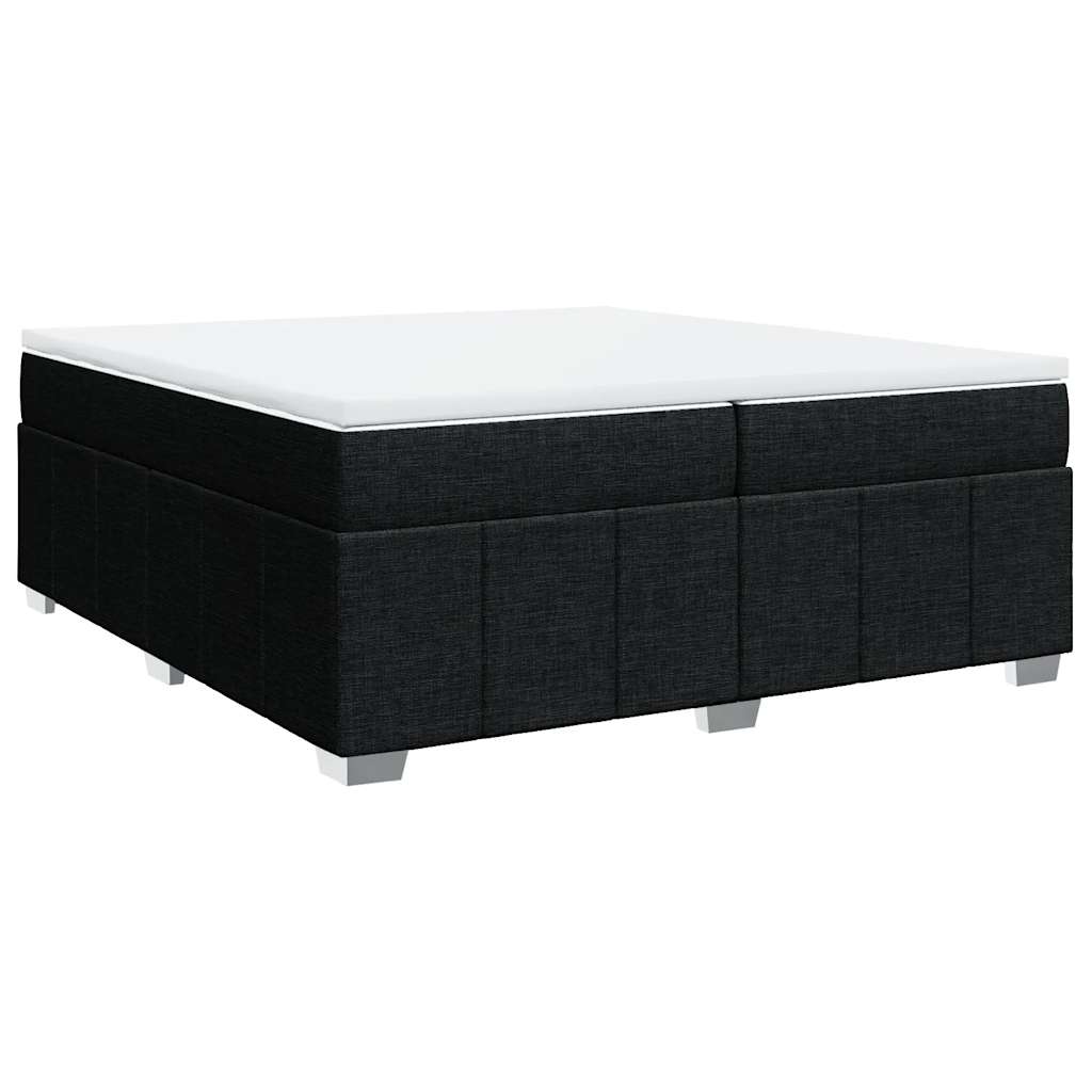 vidaXL Pat box spring cu saltea, negru, 200x200 cm, textil