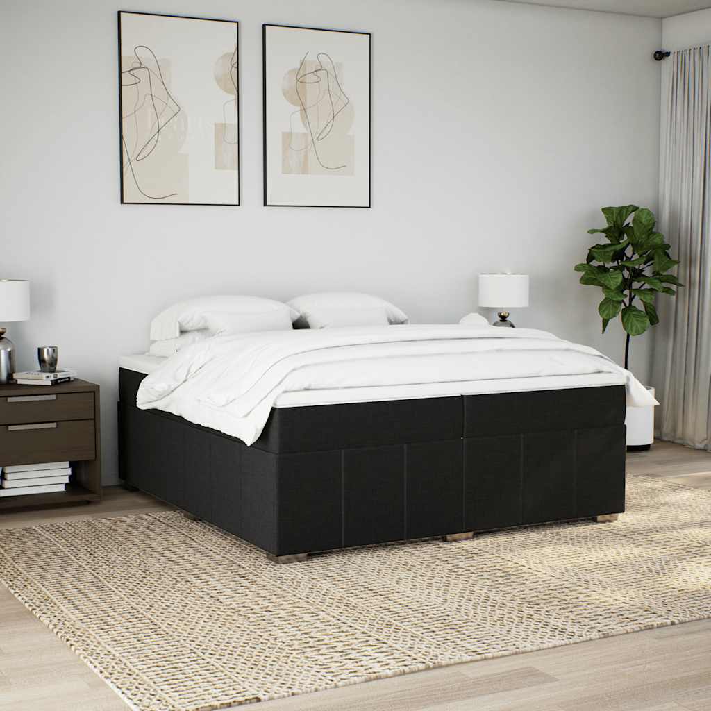 vidaXL Boxspring met matras stof zwart 200x200 cm afbeelding