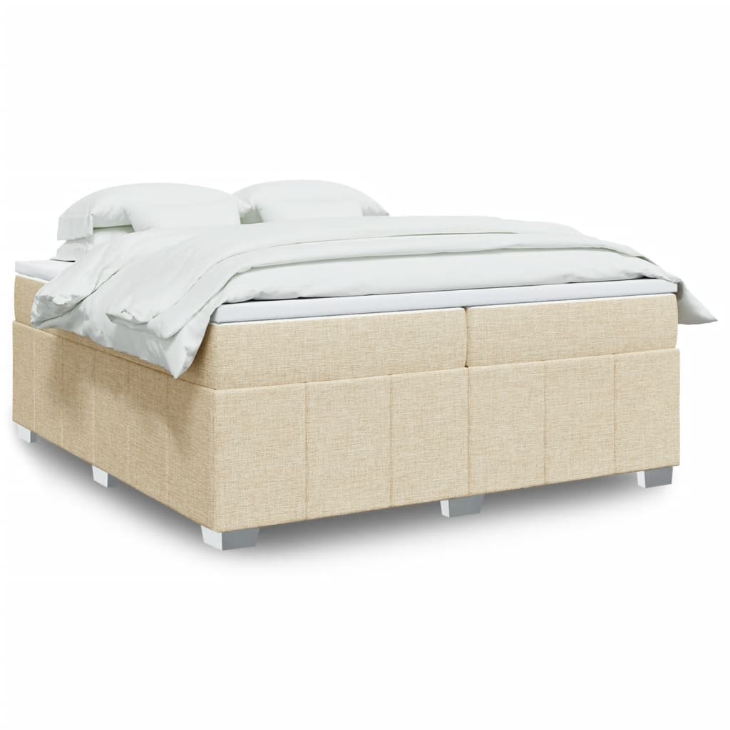 Boxspringbett mit Matratze Creme 200×200 cm Stoff