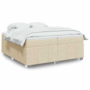 Box spring postelja z vzmetnico krem 200x200 cm blago