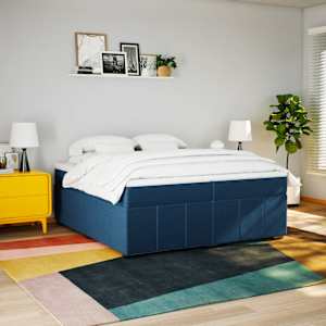 Box spring postel s matrací modrá 200x200 cm textil - obrázek 3