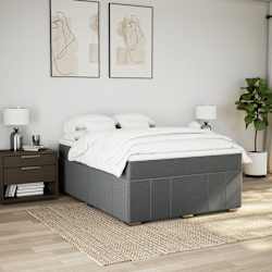 vidaXL Box Spring Bed with Mattress Dark Grey Double Size Fabric