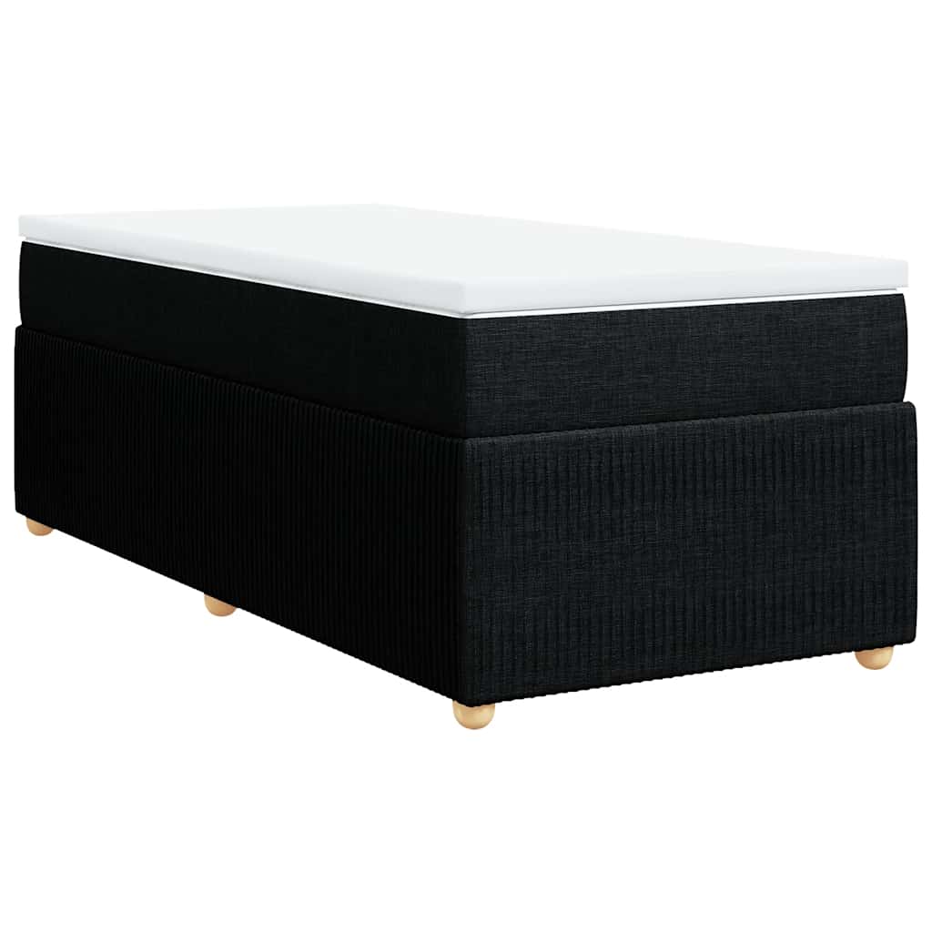 vidaXL Pat box spring cu saltea, negru, 80x200 cm, textil