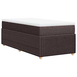 Box spring postelja z vzmetnico temno rjava 80x200 cm blago - slika 6