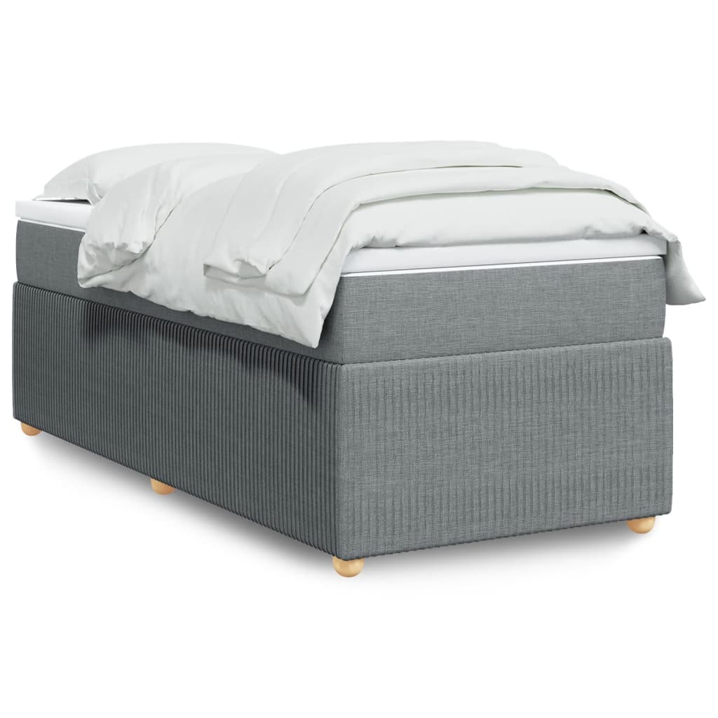 Boxspringbett mit Matratze Hellgrau 90×190 cm Stoff