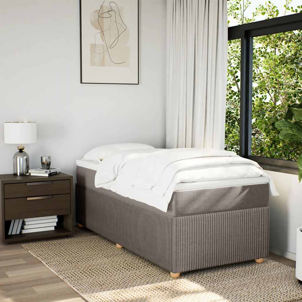 vidaXL Boxspring met matras stof taupe 90x190 cm afbeelding