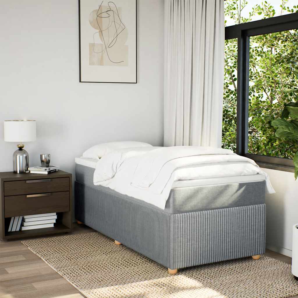 vidaXL Boxspring met matras stof lichtgrijs 90x200 cm afbeelding