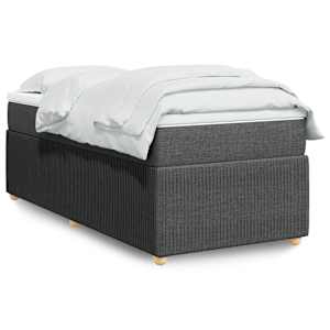 Box spring postelja z vzmetnico temno siva 90x200 cm blago