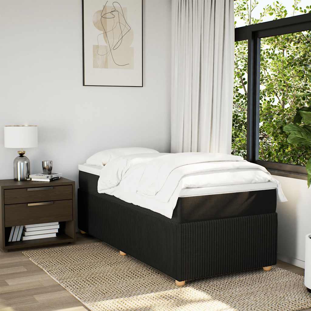vidaXL Boxspring met matras stof zwart 90x200 cm afbeelding