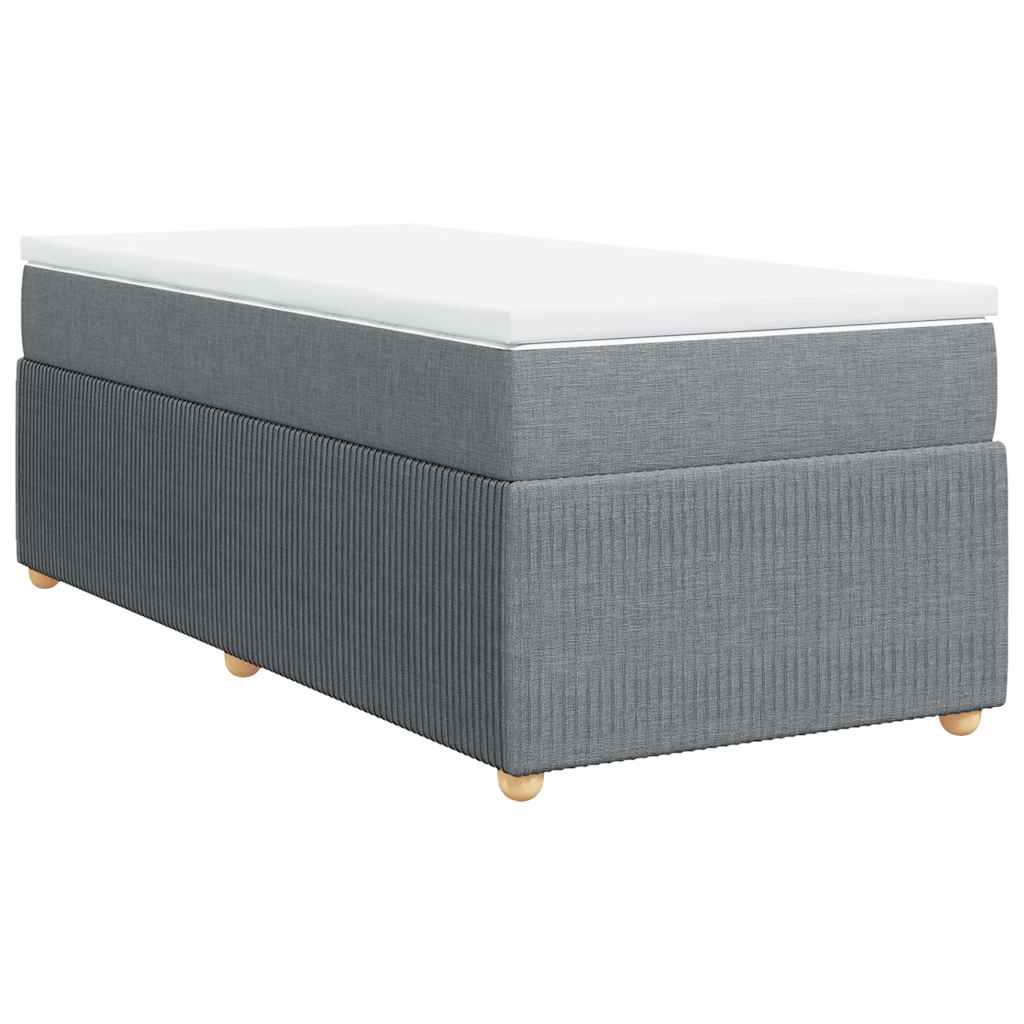 vidaXL Pat box spring cu saltea, gri deschis, 100x200 cm, textil